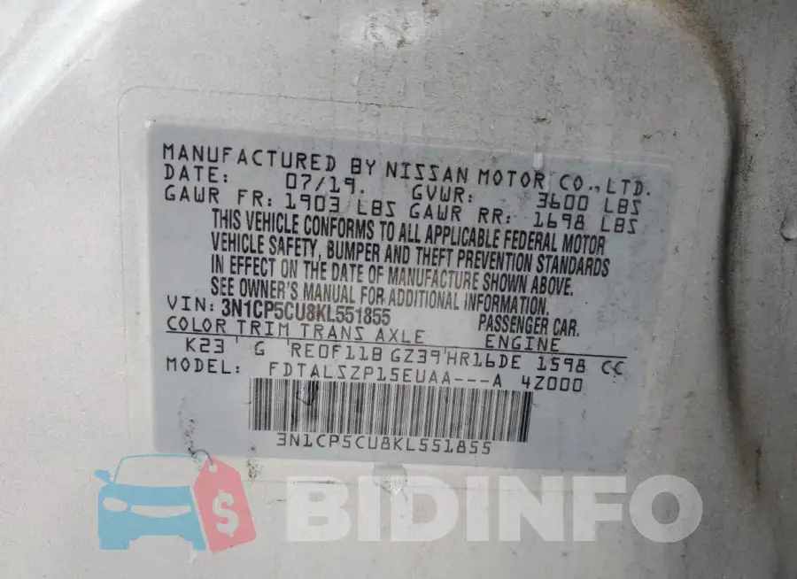 3N1CP5CU8KL551855 Photo# 13