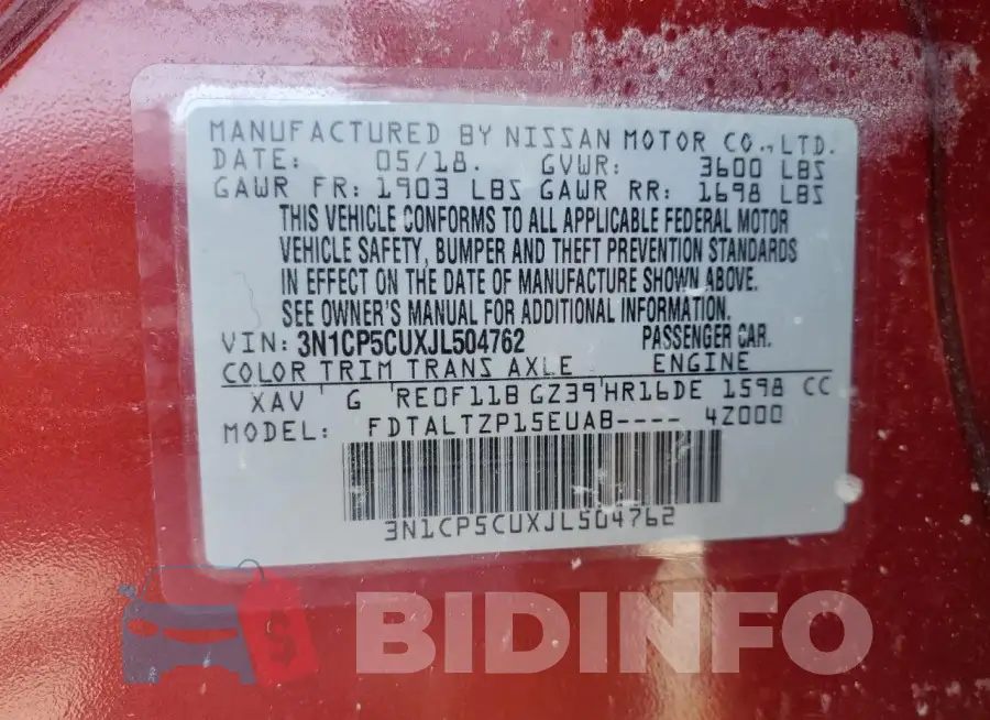 3N1CP5CUXJL504762 Photo# 12