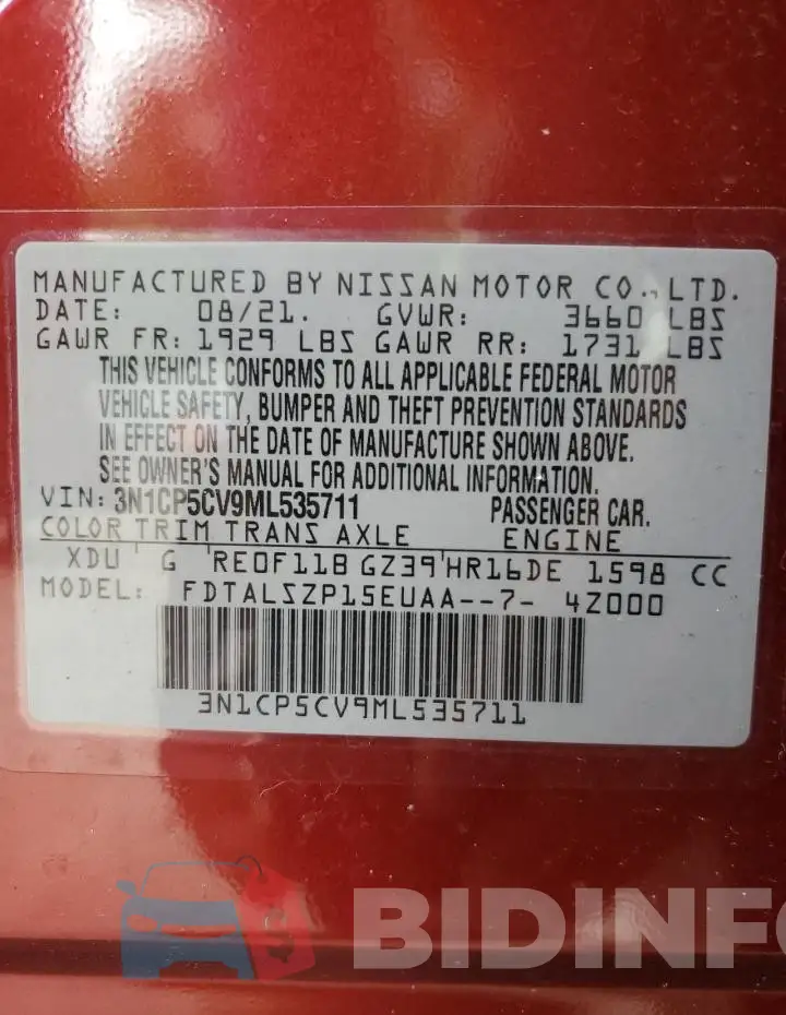 3N1CP5CV9ML535711 Photo# 13