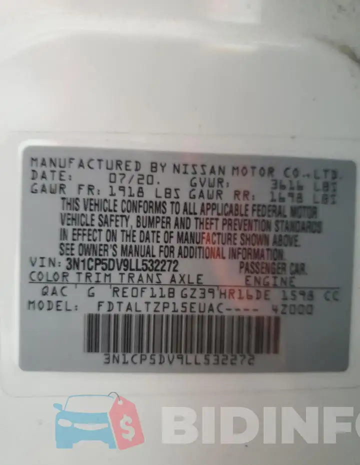 3N1CP5DV9LL532272 Photo# 13