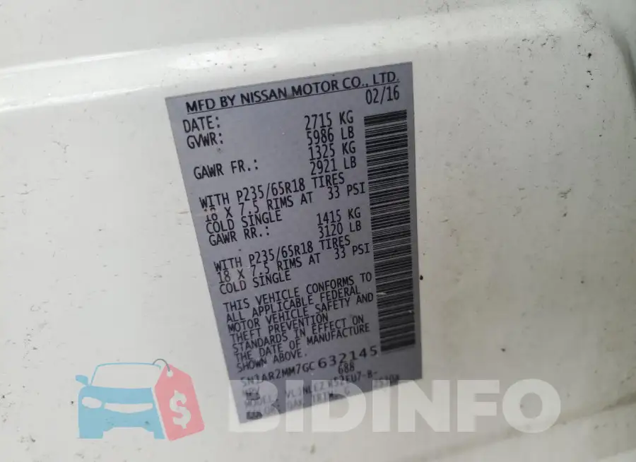 5N1AR2MM7GC632145 Photo# 13