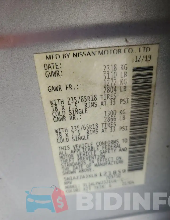5N1AZ2AJXLN121859 Photo# 13