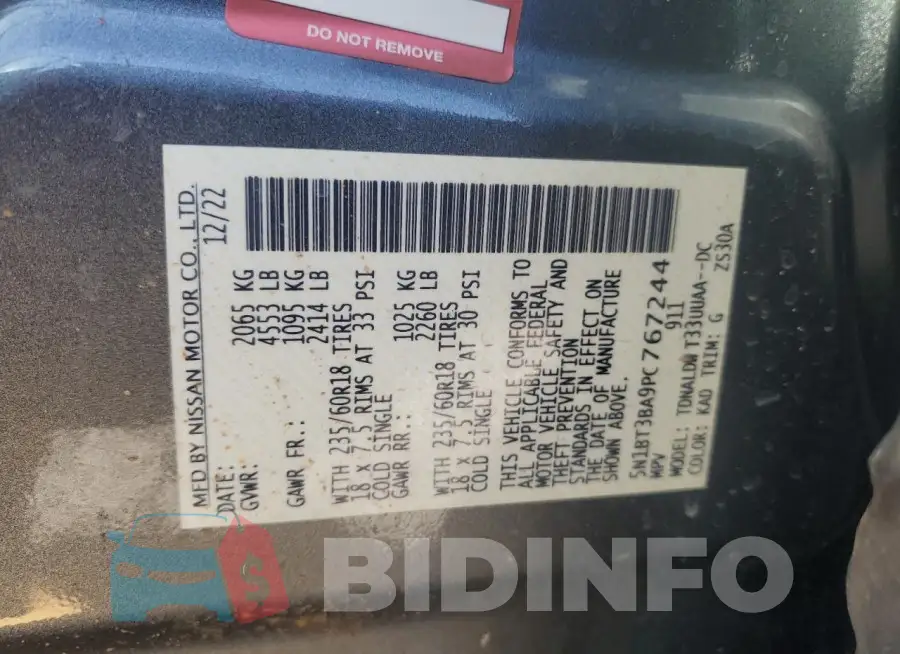 5N1BT3BA9PC767244 Photo# 14