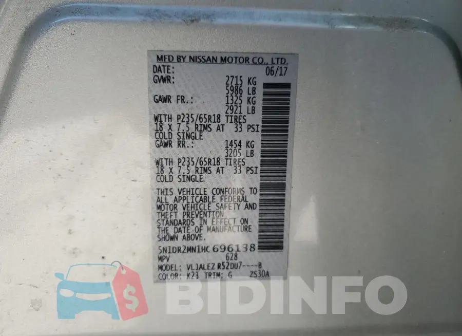 5N1DR2MN1HC696138 Photo# 13