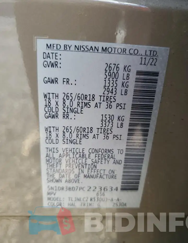 5N1DR3BD7PC223634 Photo# 13