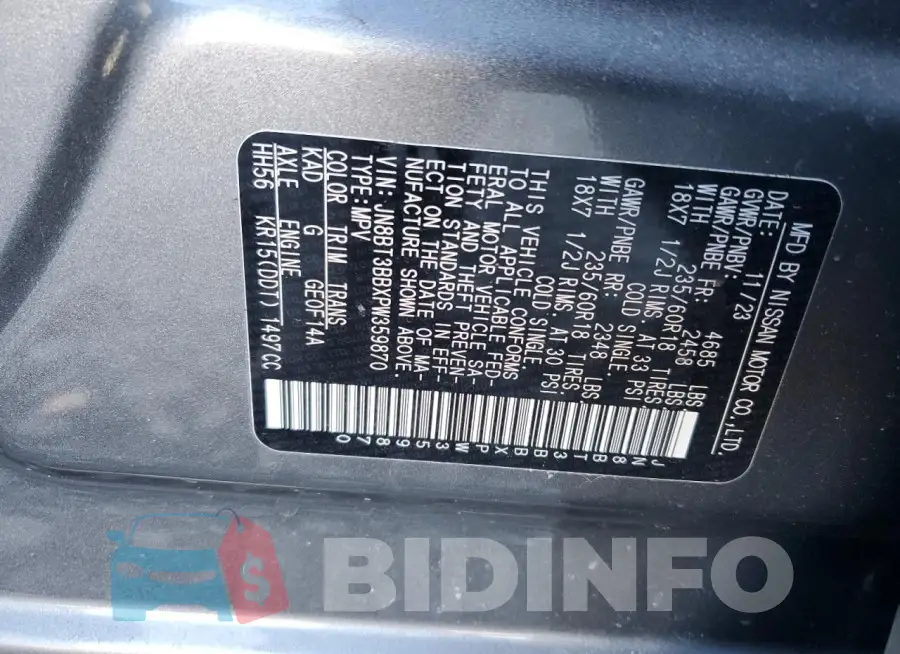JN8BT3BBXPW359870 Photo# 13