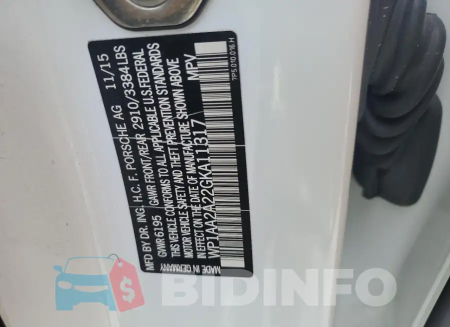 WP1AA2A22GKA11317 Photo# 13