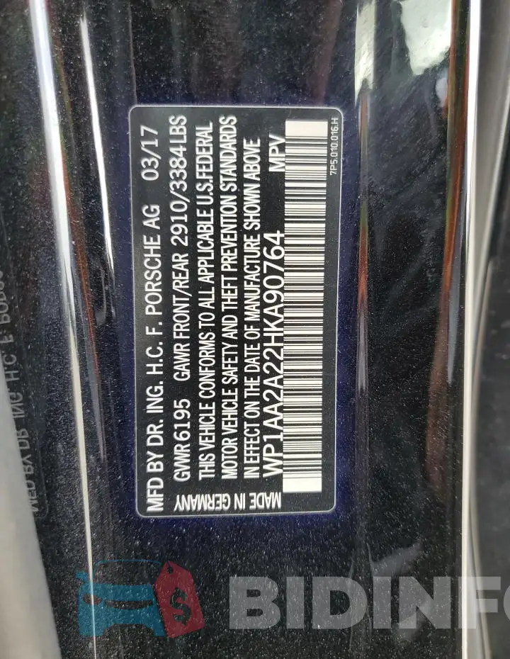 WP1AA2A22HKA90764 Photo# 13