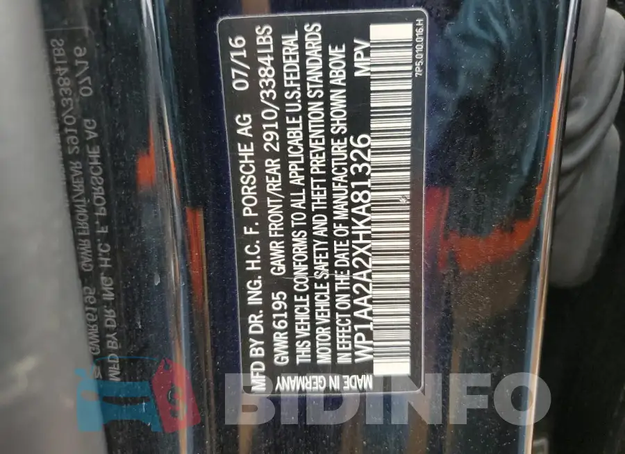 WP1AA2A2XHKA81326 Photo# 13