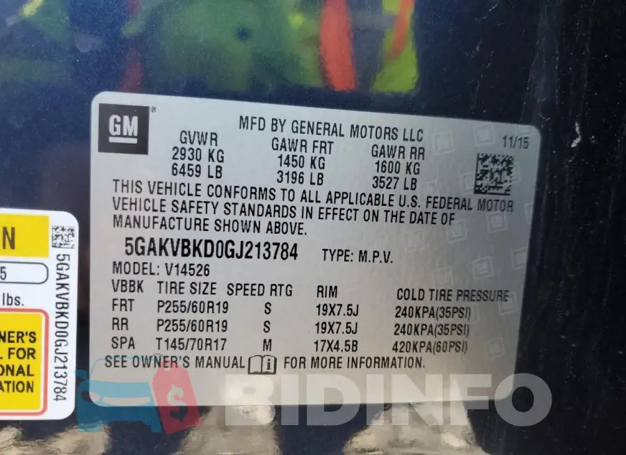 5GAKVBKD0GJ213784 Photo# 14