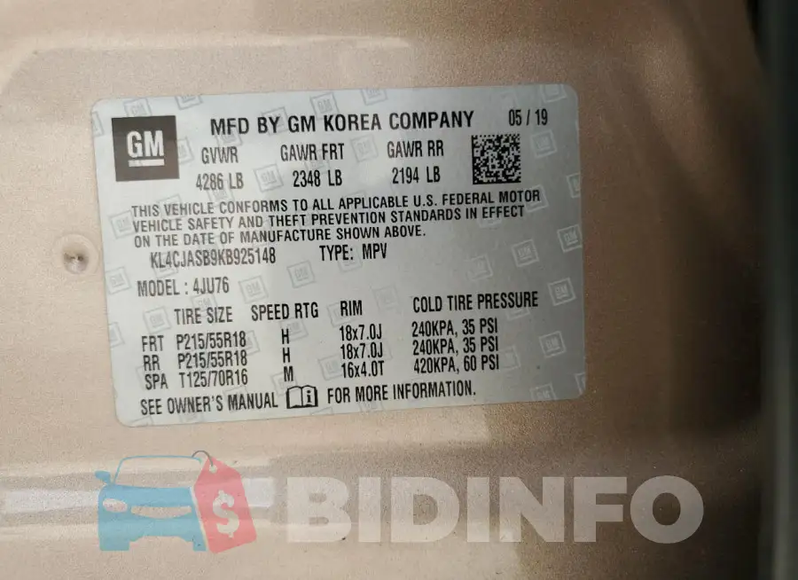 KL4CJASB9KB925148 Photo# 13
