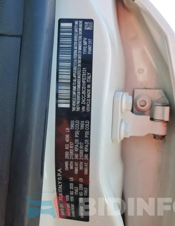 ZACCJBCB1HPE78131 Photo# 14