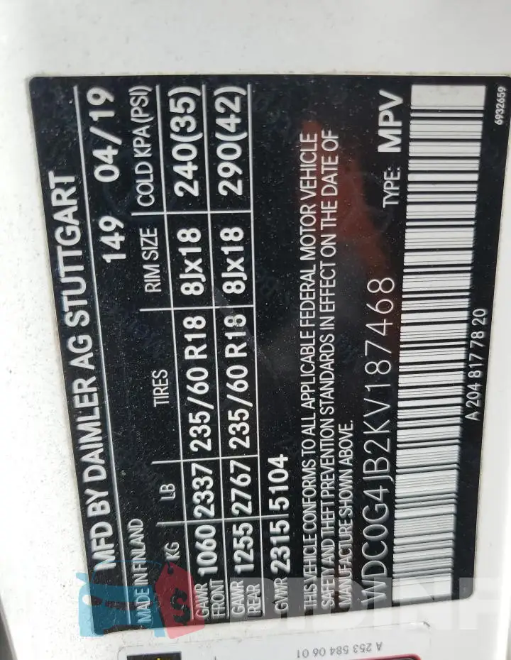 WDC0G4JB2KV187468 Photo# 12