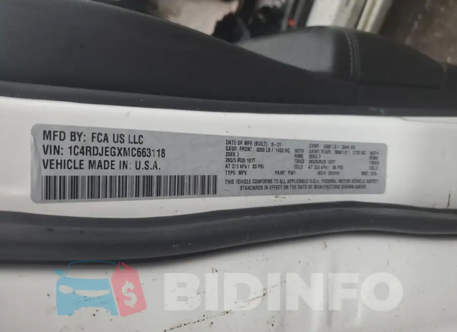 1C4RDJEGXMC663118 Photo# 13