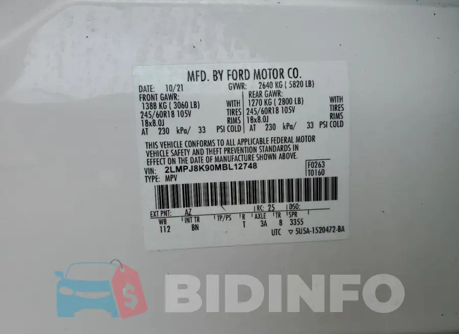2LMPJ8K90MBL12748 Photo# 14