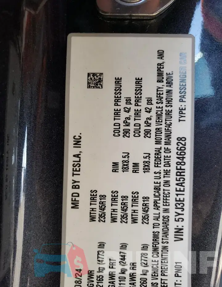 5YJ3E1EA5RF846628 Photo# 12