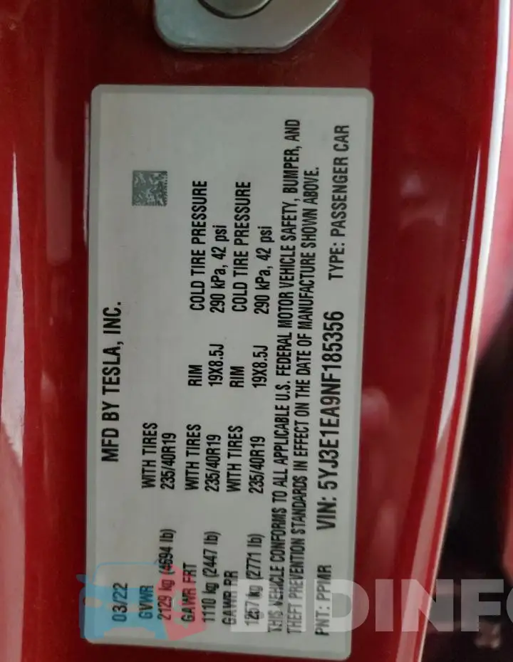 5YJ3E1EA9NF185356 Photo# 14