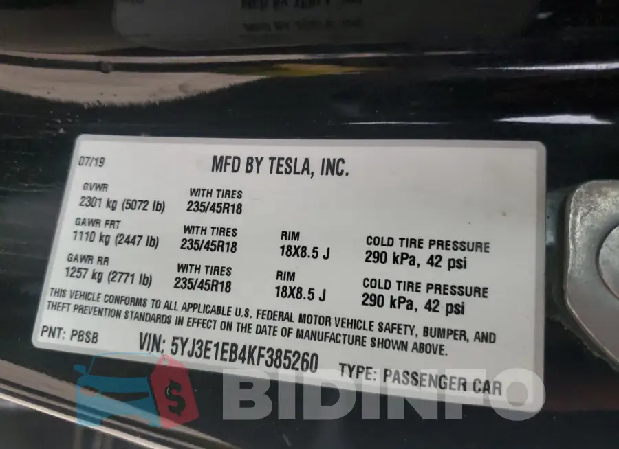 5YJ3E1EB4KF385260 Photo# 13