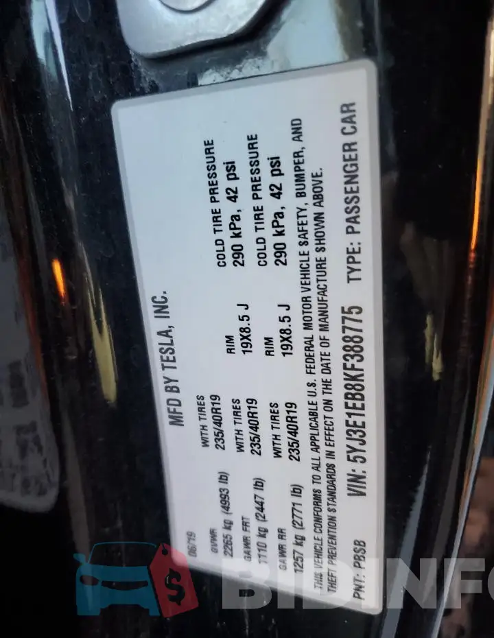 5YJ3E1EB8KF388775 Photo# 12