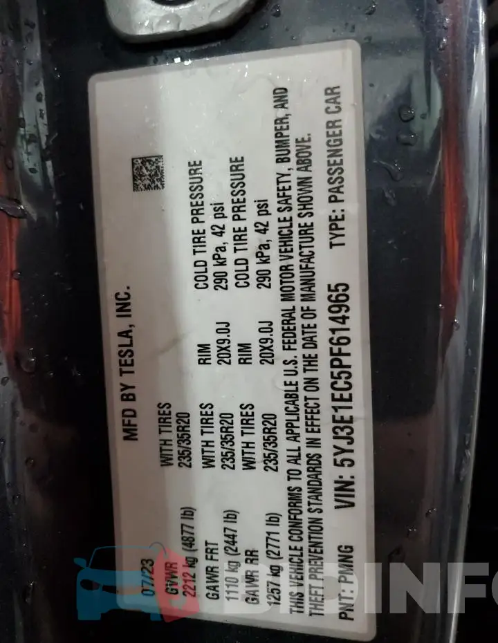 5YJ3E1EC5PF614965 Photo# 13