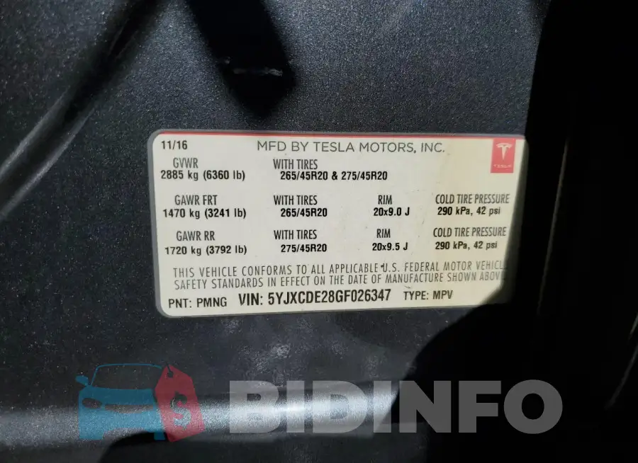 5YJXCDE28GF026347 Photo# 13