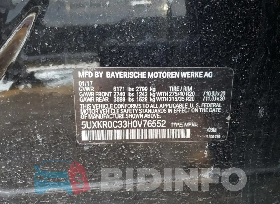 5UXKR0C33H0V76552 Photo# 13