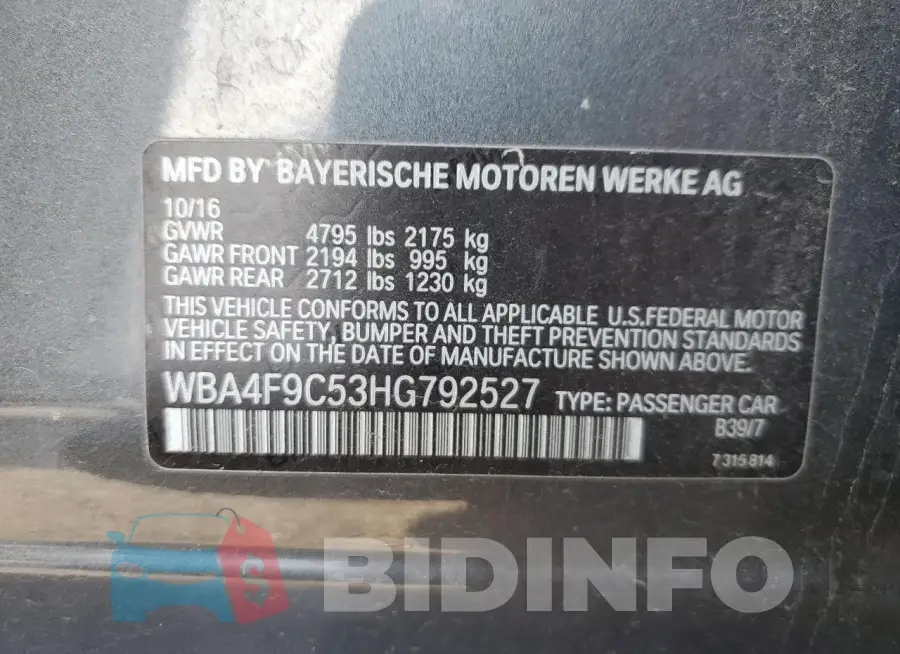 WBA4F9C53HG792527 Photo# 12