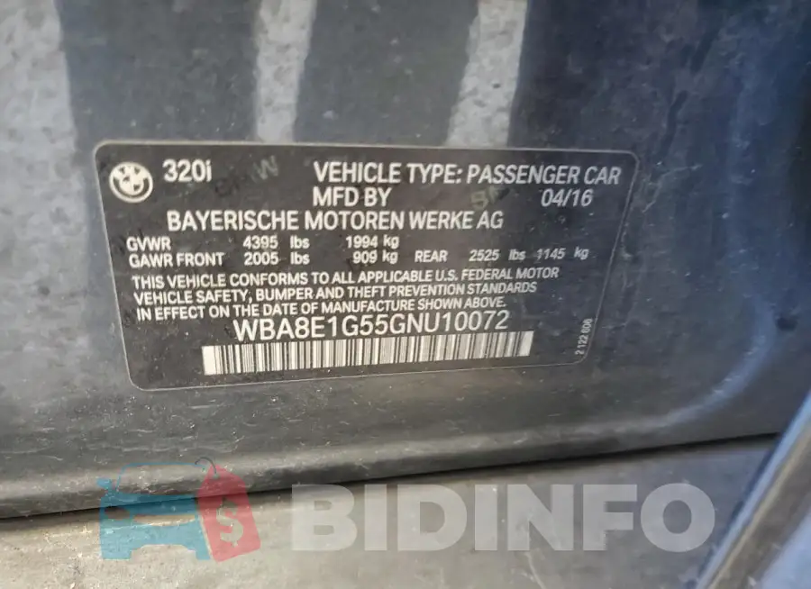 WBA8E1G55GNU10072 Photo# 12