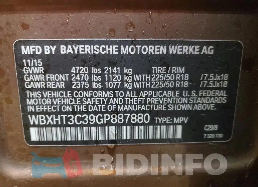 WBXHT3C39GP887880 Photo# 14