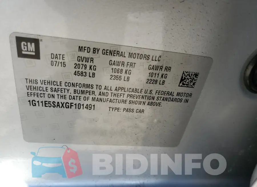 1G11E5SAXGF101491 Photo# 12
