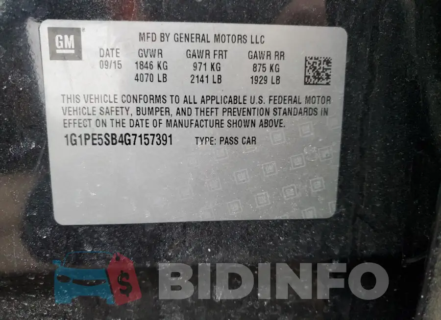 1G1PE5SB4G7157391 Photo# 12