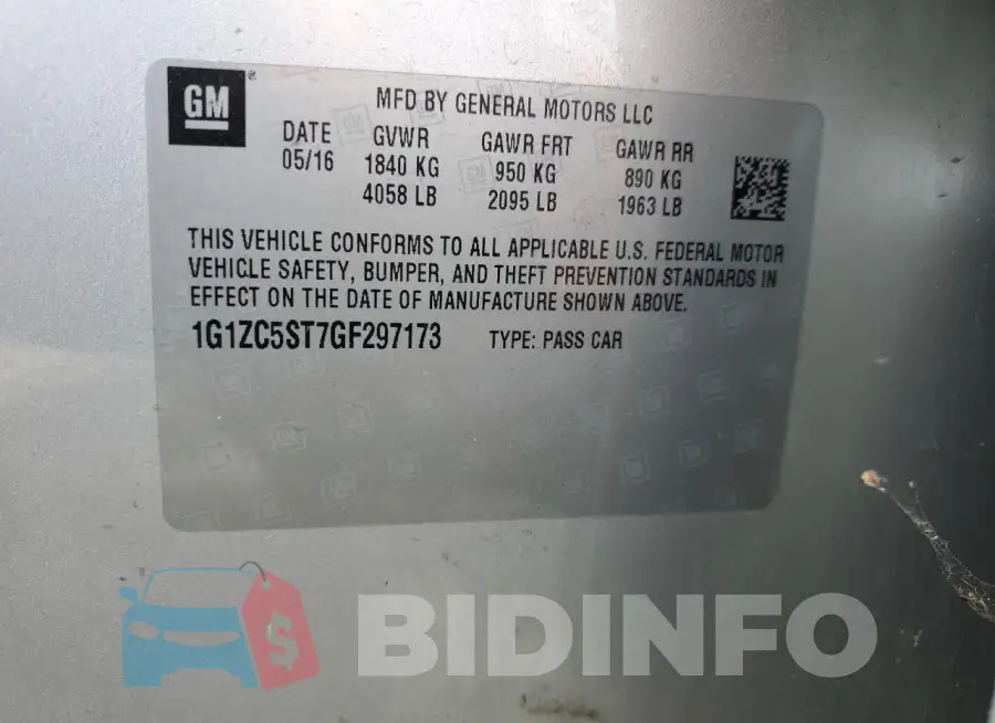 1G1ZC5ST7GF297173 Photo# 12