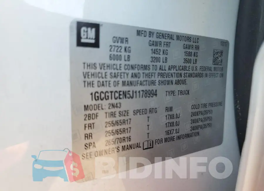 1GCGTCEN5J1178994 Photo# 13