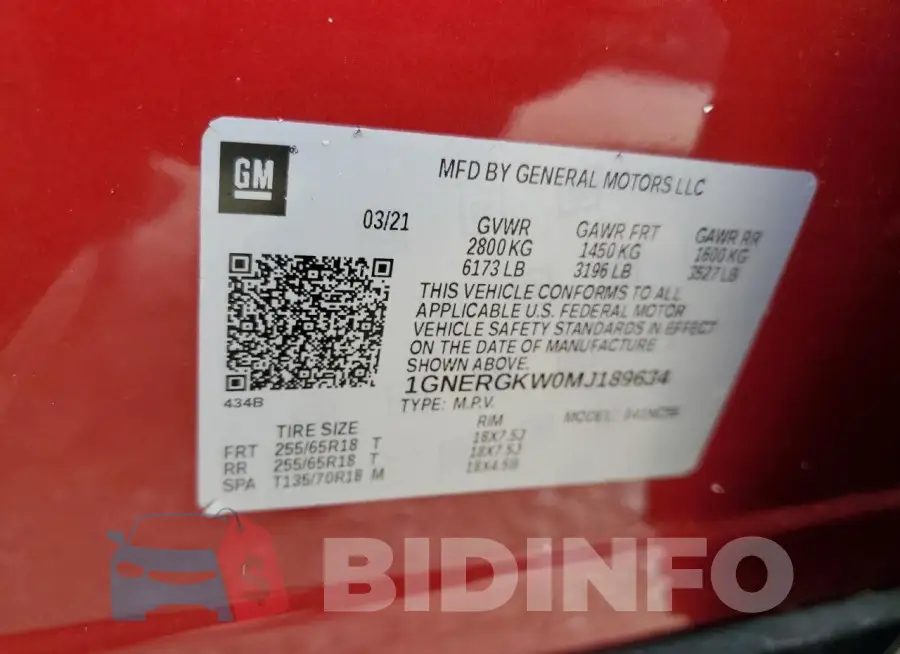 1GNERGKW0MJ189634 Photo# 14