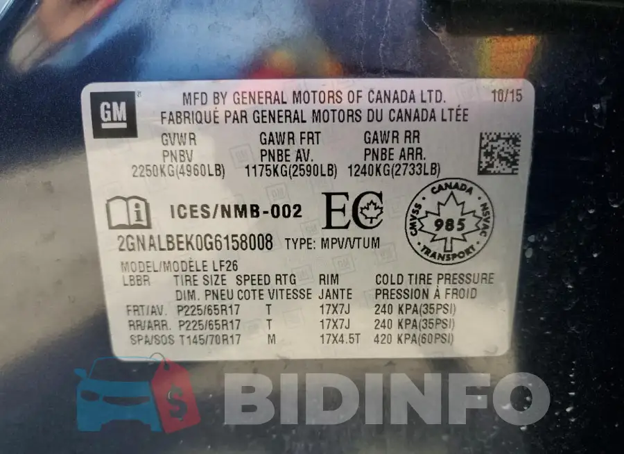 2GNALBEK0G6158008 Photo# 13