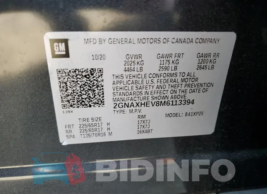 2GNAXHEV8M6113394 Photo# 14