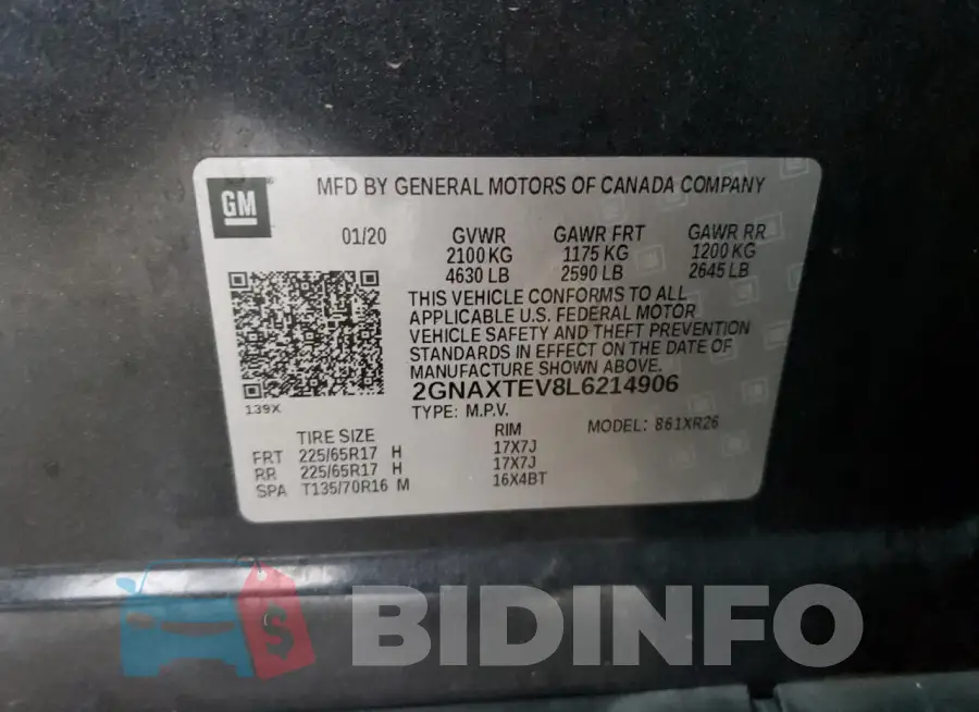 2GNAXTEV8L6214906 Photo# 13
