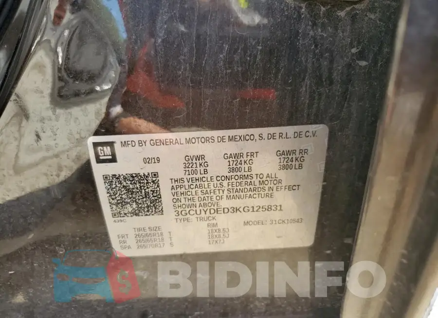 3GCUYDED3KG125831 Photo# 12