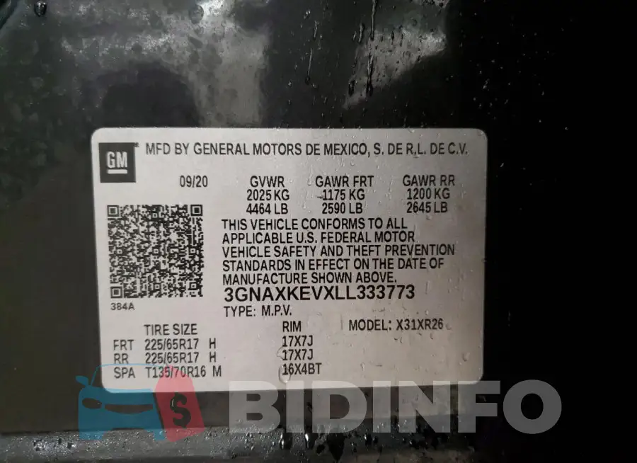 3GNAXKEVXLL333773 Photo# 14