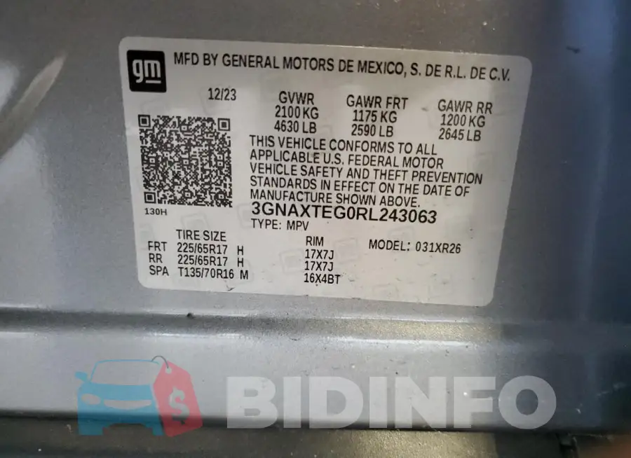 3GNAXTEG0RL243063 Photo# 12