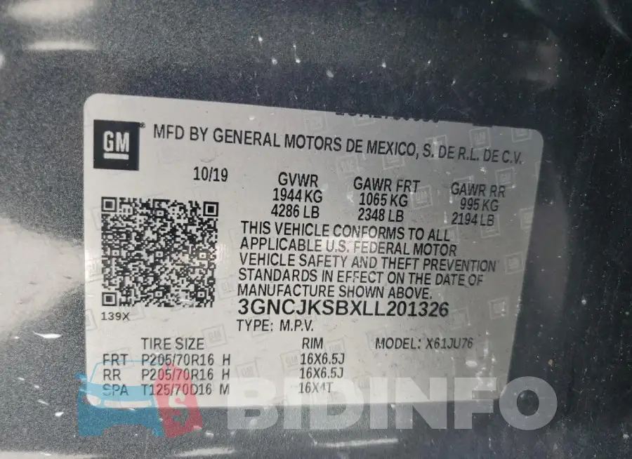 3GNCJKSBXLL201326 Photo# 13