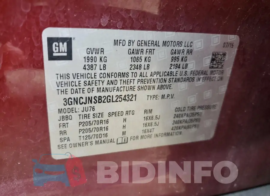 3GNCJNSB2GL254321 Photo# 12