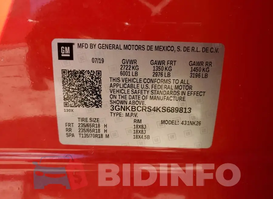 3GNKBCRS4KS689813 Photo# 13