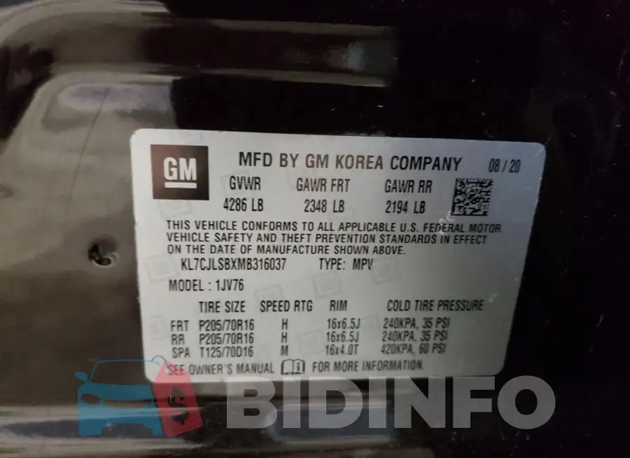 KL7CJLSBXMB316037 Photo# 12