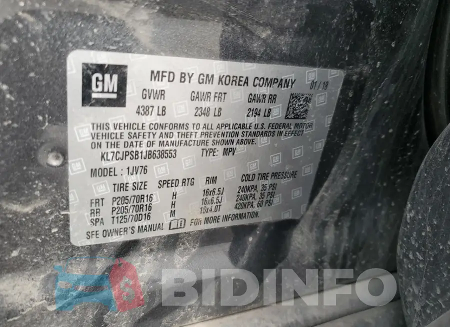 KL7CJPSB1JB638553 Photo# 13
