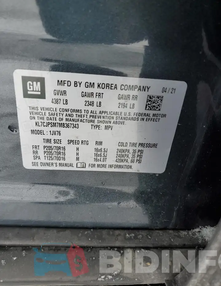 KL7CJPSM7MB367343 Photo# 13