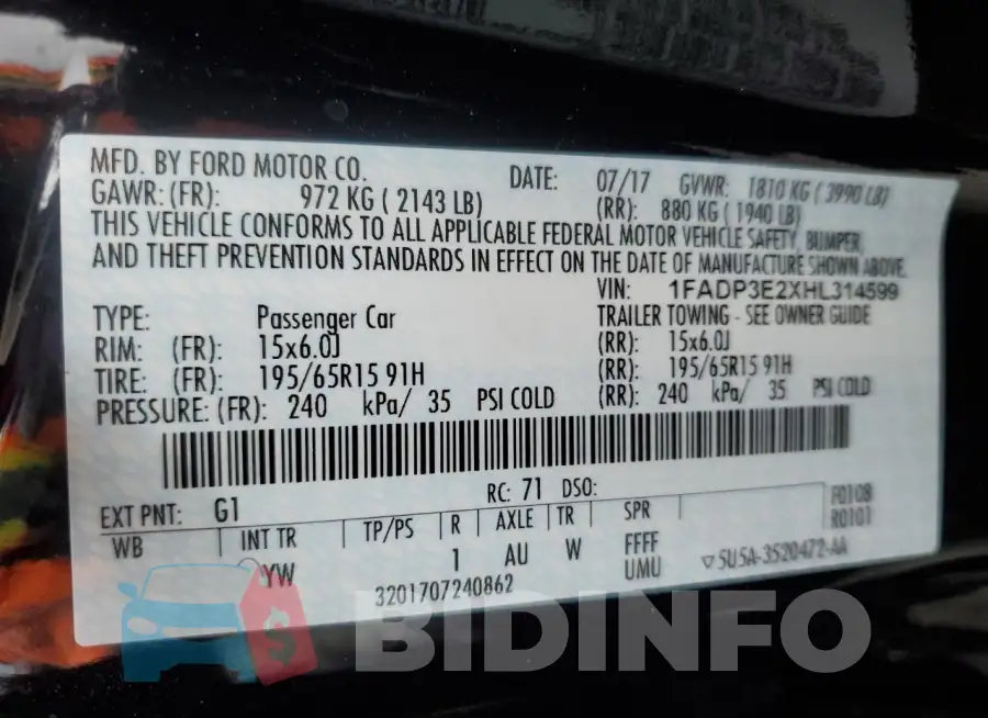 1FADP3E2XHL314599 Photo# 12
