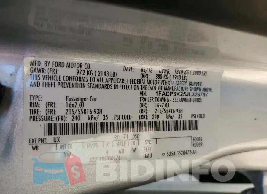 1FADP3K25JL326797 Photo# 12