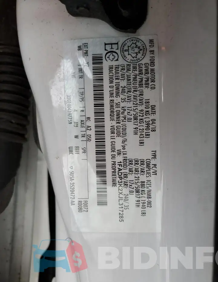 1FADP3K2XJL317285 Photo# 12