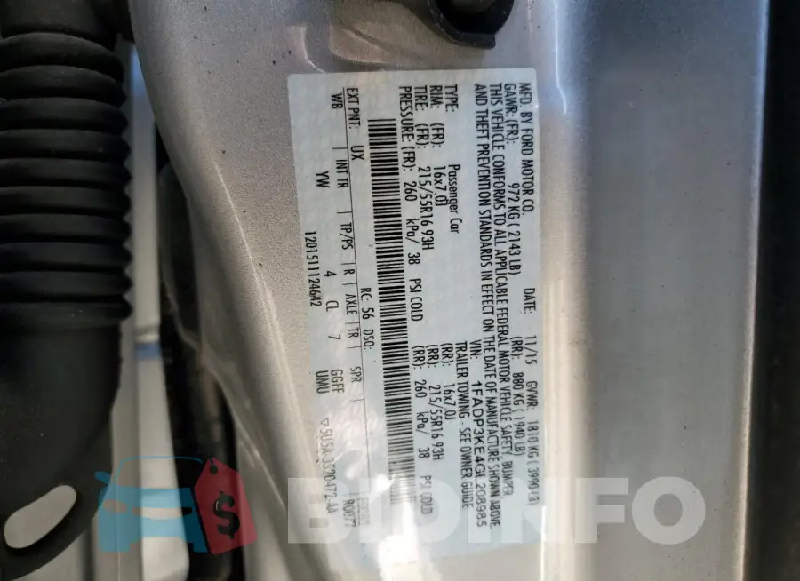 1FADP3KE4GL208985 Photo# 12